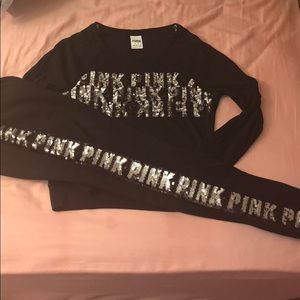 Black VS PINK BLING SHIRT AND JOGGER SET!